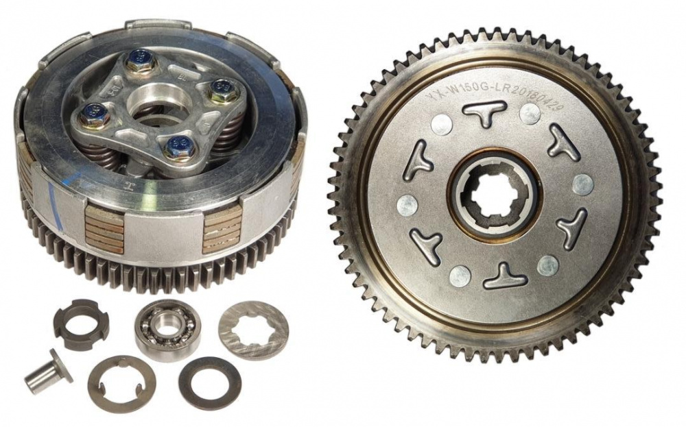 Сцепление в сборе 156FMJ (YX140), 160FMK (YX150/160, ZS155/160) TTR150, KAYO-140/155/160 (4 болта, 5